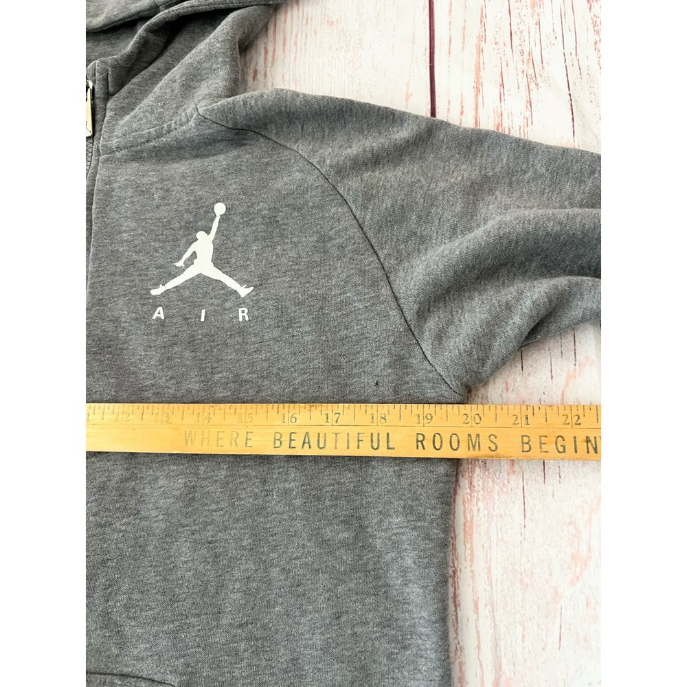 Jordan Air Boys Youth XL Gray Full Zip Hoodie Jumpman Logo Heathered Fleece - Picture 3 of 9